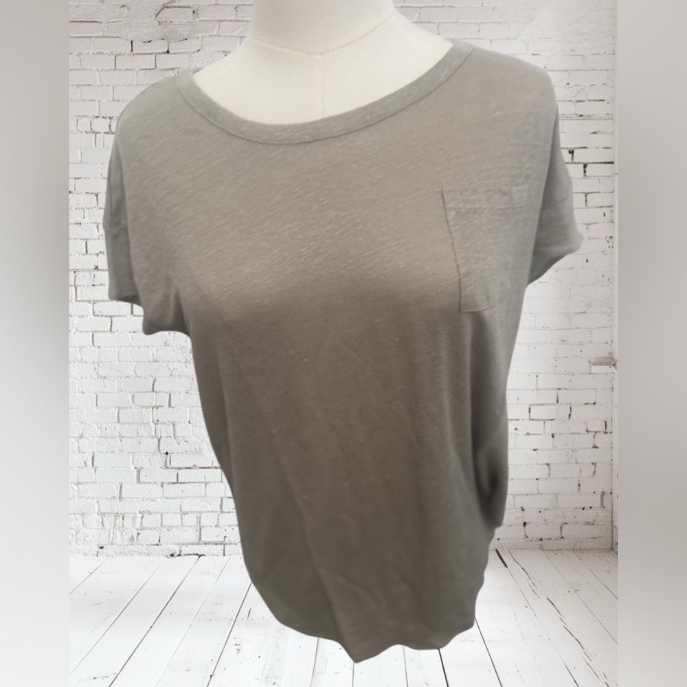 Chaser Khaki Linen Spandex Pocket Tee Small NWT | Soft Stretch Neutral Top